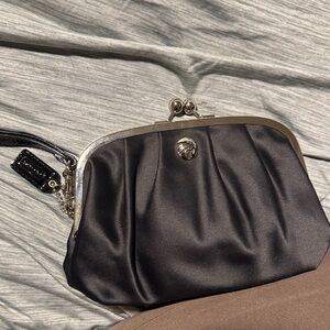 Coach Black Satin Wristlet Clutch
